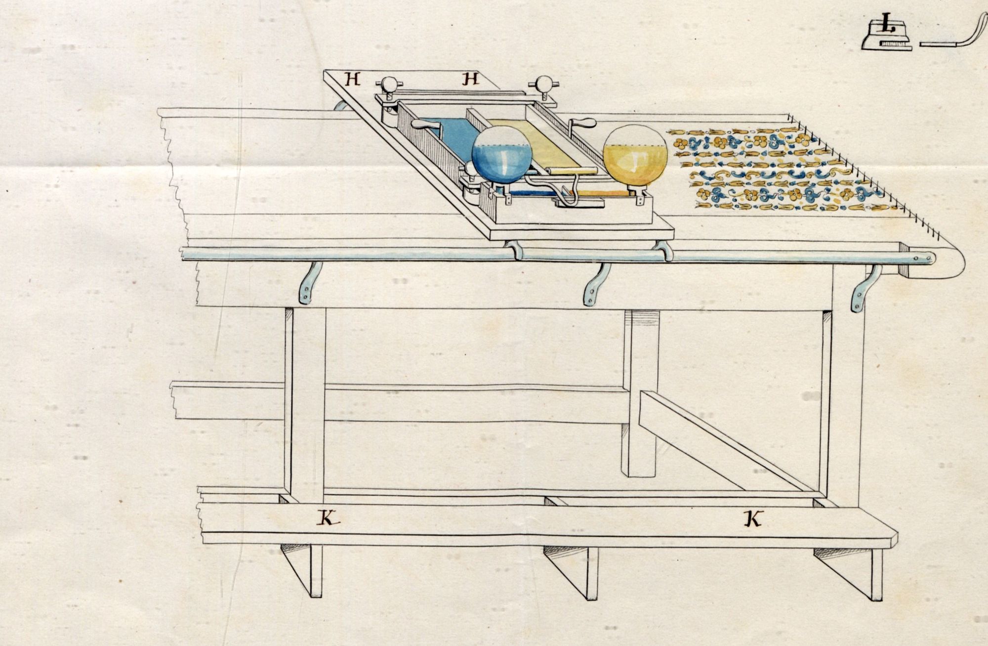 The second is the first page of patent no. 1BA011971, filed on February 29, 1844 by Paul Godefroy for a "fabric printing machine that will eliminate the need for the printer". 